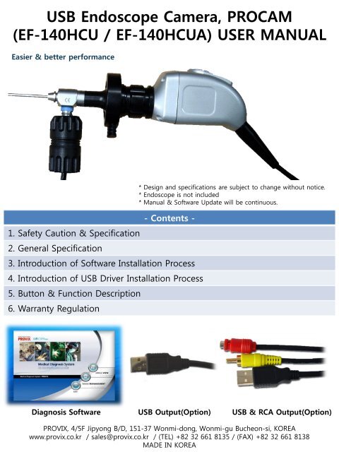 USB ENDOSCOPE CAMERA PROCAM USER MANUAL