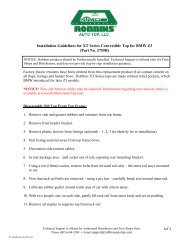 Installation Guidelines for XT Series Convertible ... - Robbins Auto Top