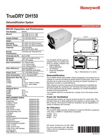 68-0301-01 - TrueDRY DH150 - Honeywell