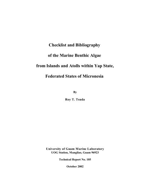 checklist and bibliography of the marine benthic algae - University of ...