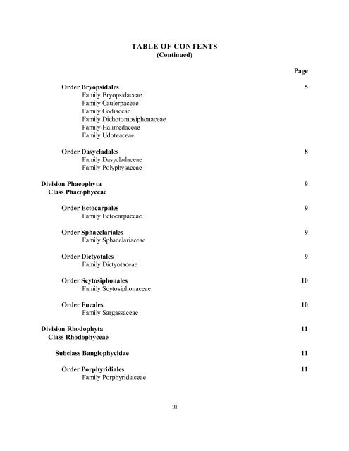 checklist and bibliography of the marine benthic algae - University of ...