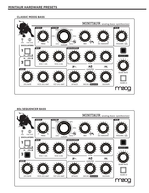 MINITAUR HARDWARE PRESETS - Moog Music Inc