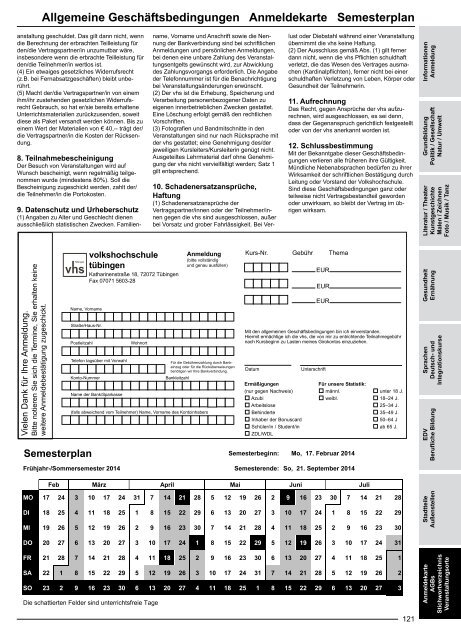 Programmheft Frühjahr 2014 - VHS Tübingen