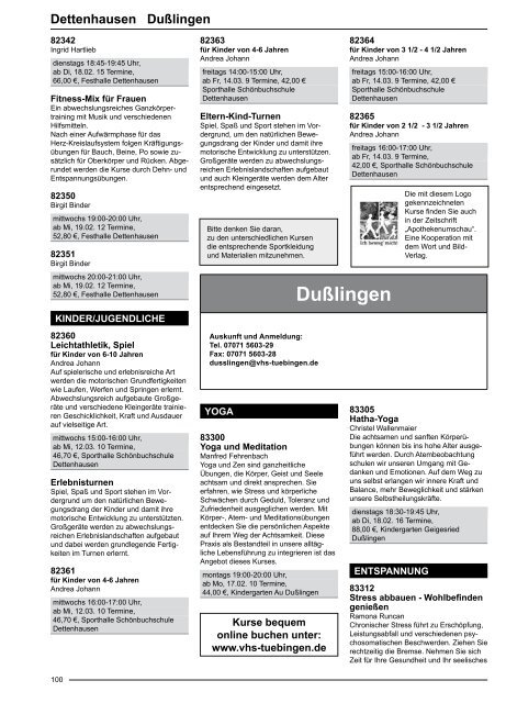 Programmheft Frühjahr 2014 - VHS Tübingen