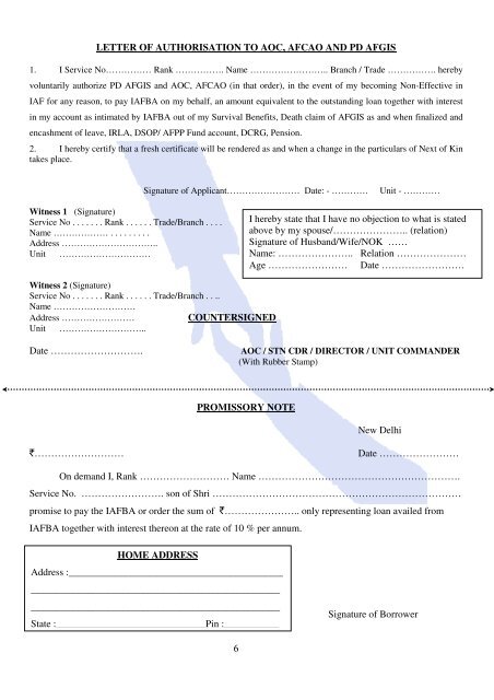 IAFBA LOAN SCHEME: APPLICATION FORM - Indian Airforce