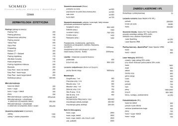 CENNIK DERMATOLOGIA ESTETYCZNA ZABIEGI LASEROWE I IPL