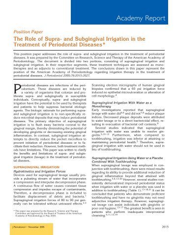 and Subgingival Irrigation in the Treatment of Periodontal Diseases