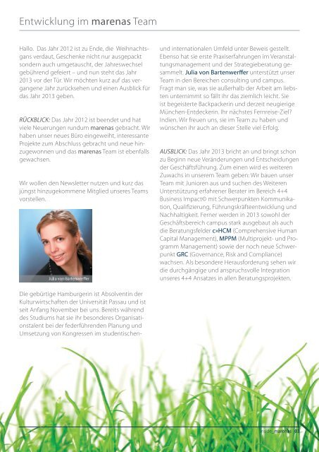 inside_marenas.newsletter 01 / 2013 - marenas consulting