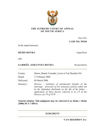 THE SUPREME COURT OF APPEAL OF SOUTH AFRICA CASE NO ...