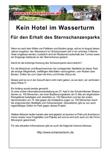 Kein Hotel im Wasserturm - Schanzenturm.de