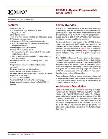 Xilinx XC9500 In-System Programmable CPLD Family Datasheet, v5.0