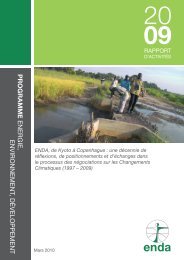 Rapport d'activitÃ©s 2009 - ENDA Ãnergie- Environnement ...
