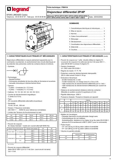 DISJONCTEUR DIFFERENTIEL 2POLES 16A 30MA SOMEF