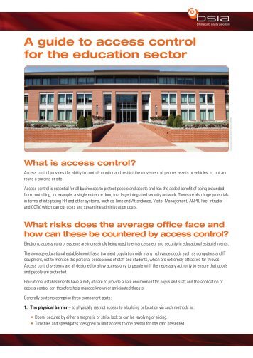 Access Control for the Education Sector - British Security Industry ...