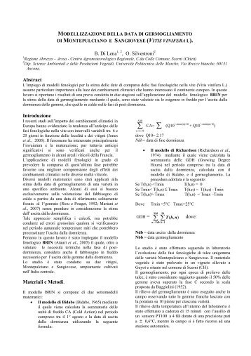 Impiego di modelli fenologici per la stima della data di ...