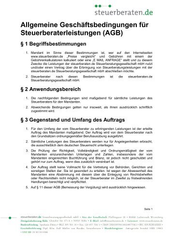 Allgemeine Geschäftsbedingungen für ... - Steuerberaten.de