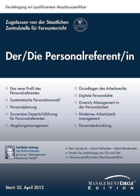 Fernlehrgang: Der/Die Personalreferent/in - Management Circle AG