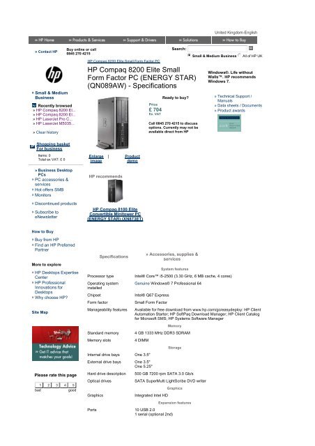 Hp Compaq 00 Elite Small Form Factor Pc Added Dimension