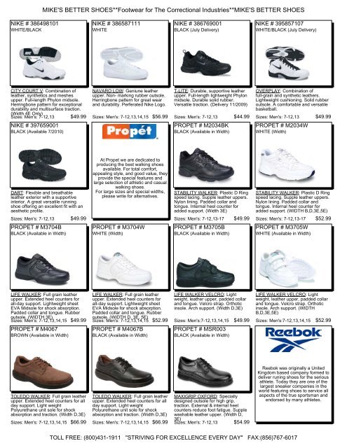 Propet Shoe Width Chart