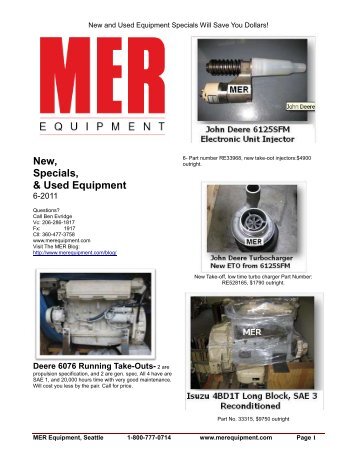 New, Specials, & Used Equipment - MER Equipment