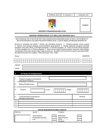 1 borang permohonan cuti belajar separuh gaji - Jabatan Sumber ...