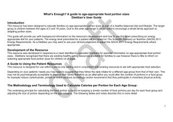 What's Enough? A guide to age-appropriate food portion ... - NDR-UK