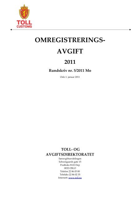 Omregistrerings Avgift Toll Og Avgiftsdirektoratet