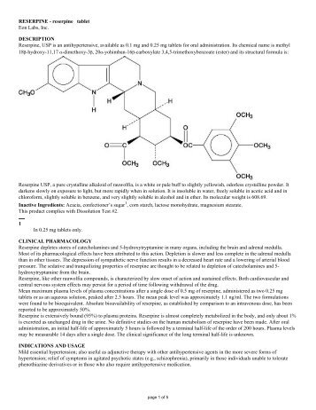 Reserpine Tablets, USP - American Geriatrics Society