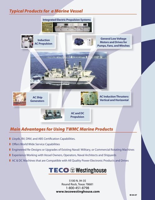 Marine Industry Brochure - TECO-Westinghouse Motor Company