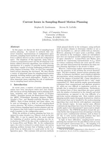 Current Issues in Sampling-Based Motion Planning - LaValle
