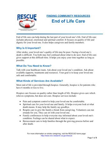 End of Life Care - Rehabilitation Outcomes Research Center (RORC)
