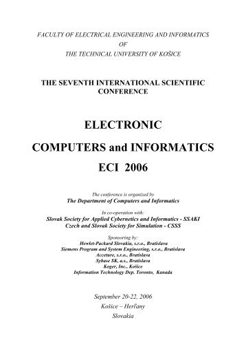 ELECTRONIC COMPUTERS and INFORMATICS ... - Hornad - TUKE