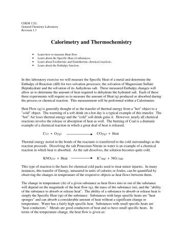 Calorimetry and Thermochemistry