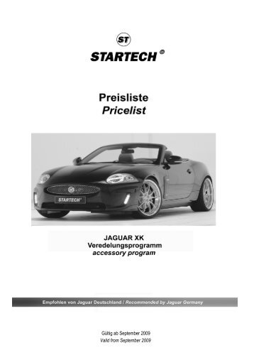 Preisliste Jaguar XK - XKR