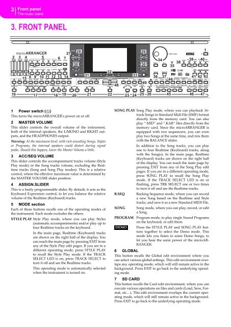 microARRANGER Quick Start Guide - Korg