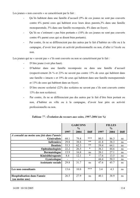 SANTE DES 14-20 ANS de la PROTECTION JUDICIAIRE ... - Inserm