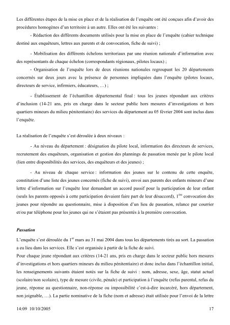 SANTE DES 14-20 ANS de la PROTECTION JUDICIAIRE ... - Inserm