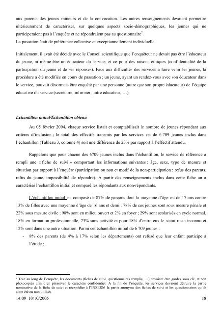 SANTE DES 14-20 ANS de la PROTECTION JUDICIAIRE ... - Inserm