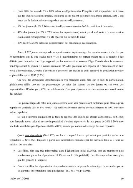 SANTE DES 14-20 ANS de la PROTECTION JUDICIAIRE ... - Inserm