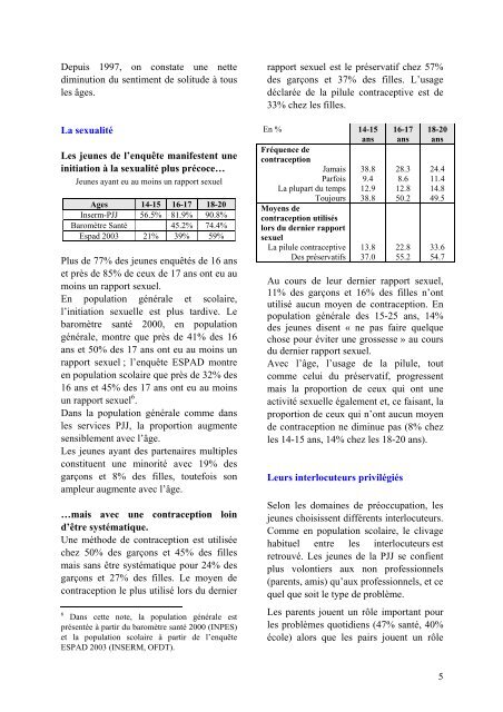 SANTE DES 14-20 ANS de la PROTECTION JUDICIAIRE ... - Inserm