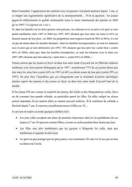 SANTE DES 14-20 ANS de la PROTECTION JUDICIAIRE ... - Inserm