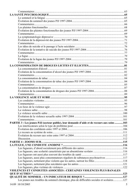 SANTE DES 14-20 ANS de la PROTECTION JUDICIAIRE ... - Inserm