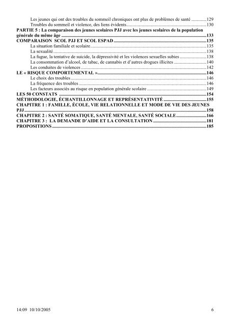 SANTE DES 14-20 ANS de la PROTECTION JUDICIAIRE ... - Inserm