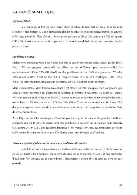 SANTE DES 14-20 ANS de la PROTECTION JUDICIAIRE ... - Inserm