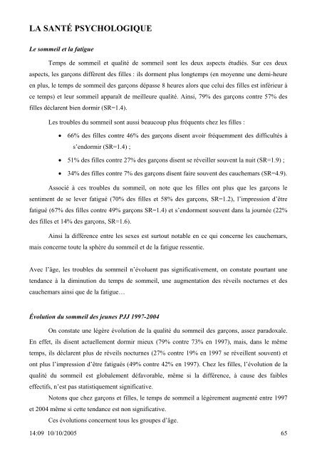 SANTE DES 14-20 ANS de la PROTECTION JUDICIAIRE ... - Inserm