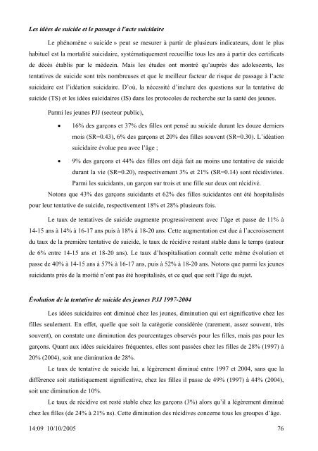 SANTE DES 14-20 ANS de la PROTECTION JUDICIAIRE ... - Inserm