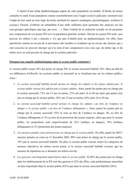 SANTE DES 14-20 ANS de la PROTECTION JUDICIAIRE ... - Inserm