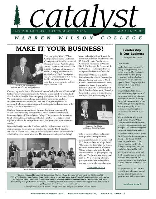 Fall 2005 Catalyst in pdf format - Warren Wilson College