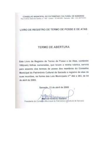 livro de registro de termo de posse e de atas - Prefeitura Municipal ...