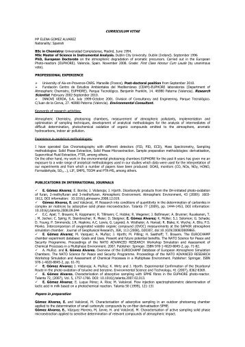 CURRICULUM VITAE MÂª ELENA GOMEZ ALVAREZ Nationality ...